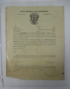 Formulario de alistamiento voluntario de la Guerra Civil original de la década de 1860 sin usar de Nueva York S. V. - Imagen 1 de 2