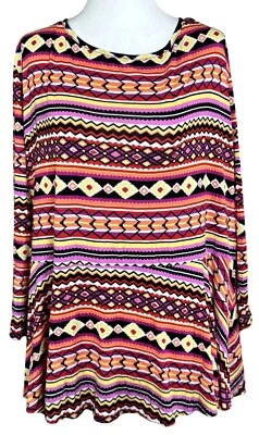 Kate & Mallory Womens Tunic Top Plus Size 2X/3X Multicolor Geometric Print - Image 1 of 4