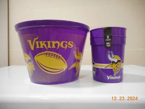 Minnesota Vikings Popcorn Behälter und 2 Tassen ein MUST für Vikings Fans! - Bild 1 von 3