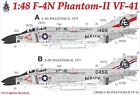1:48 Decal F-4N Phantom-II VF-41, no stencils (add-on to ACA) UpRise Decal UR488