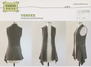 Coco Knits Knitting Pattern - Vertex Vest 35"-54" - Picture 1 of 3