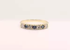 Solid 14ct Gold Diamond & Sapphire Ring - Picture 1 of 4