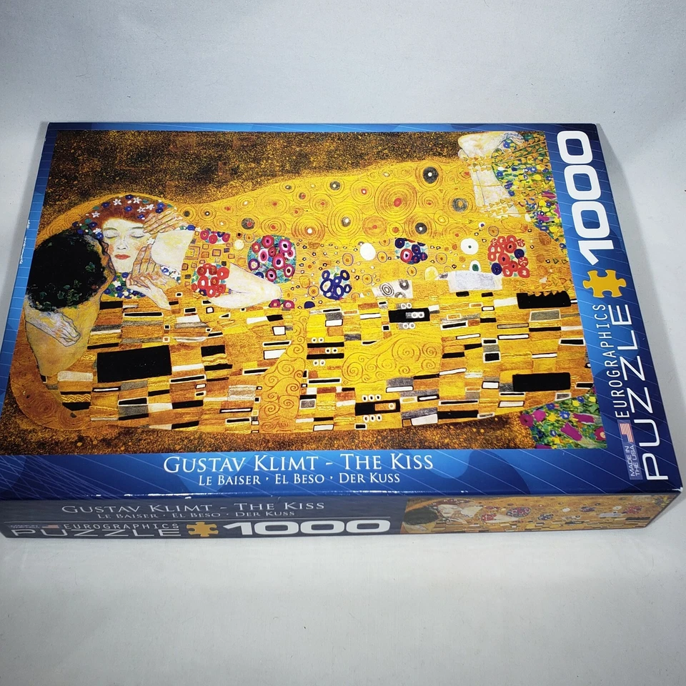 Gustav Klimt The Kiss 1000 件拼图欧洲图形二手状况完好 — 第 1/4 张图片