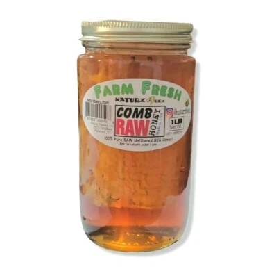 PURE RAW GALLBERRY HONEYCOMB 1lb 454g 16oz 100% PURE RAW UNFILTERED HONEY COMB - Image 1 of 4