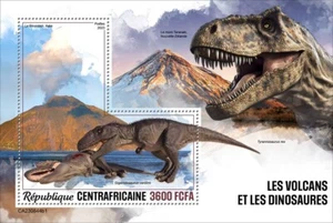 Volcanoes and Dinosaurs MNH Stamps 2023 Central African S/S - Picture 1 of 1