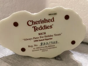 Cherished Teddies Vintage 1998 Resin Figur 352721 Rich Paws For Holiday Treat - Bild 1 von 9