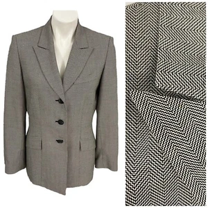 Kasper Blazer Womens Size 8 Herringbone Gray Jacket Office Casual Work Preppy - Picture 1 of 17