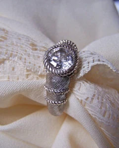 Judith Ripka Bezel Set Solitare   Solid Sterling Silver 925 Size  11 EXCELLENT! - Picture 1 of 9