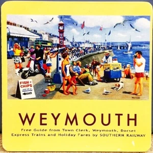 Weymouth, Dorset (old rail ad Drinks Mat / Coaster - Picture 1 of 1