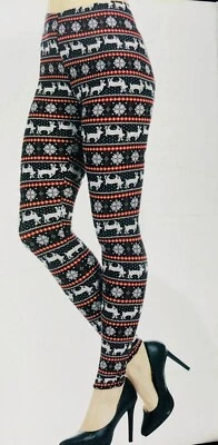 Leggings femininas estampadas de Natal tamanho adulto P/M (4-10) nova roupa - Imagem 1 de 3