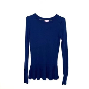 Suéter Lilly Pulitzer Botón Espalda Peplum - Azul Marino M - Imagen 1 de 7