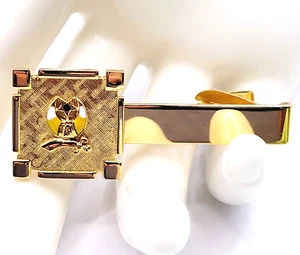 Vintage Shriner Freimaurer Schwert Krawattenklammer Verschluss Bar goldfarben Emaille Cloisonné - Bild 1 von 10