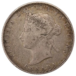 Canada 1870 Obverse #1 25c Quarter Silver Coin - Fine - Picture 1 of 2