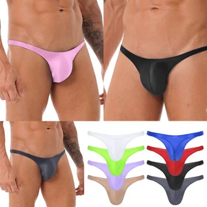 Men's Spandex Bikini Briefs Stretchy Bulge Pouch Ruched Back Swim Underwear - Picture 1 of 124