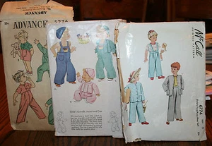 3 PATRONES DE COSTURA DE COLECCIÓN, NIÑOS PEQUEÑOS AÑOS 1940? - Años 60? - Imagen 1 de 7