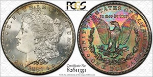 1881-S $1 Morgan Silver Dollar PCGS MS65 CAC Monster Toning - Picture 1 of 5