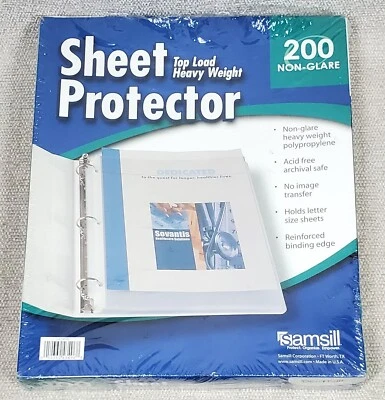 Samsill 200 Non-Glare SHEET PROTECTORS Heavy Weight NEW Sealed Box S43496 Page - Image 1 of 3