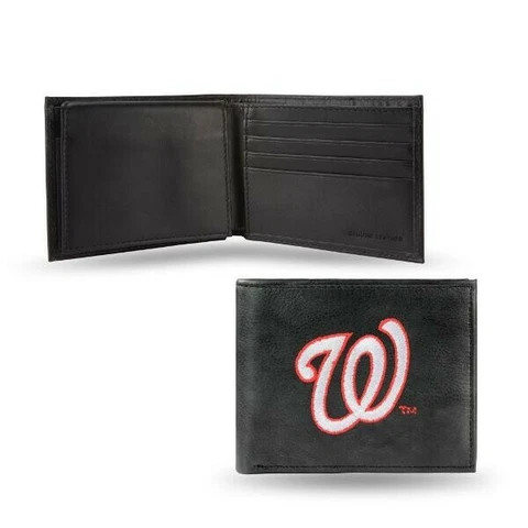 Washington Nationals Men's Black Leather Wallet - MLB embroidered bifold wallet Cover