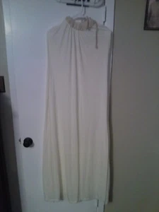LETER Ivory NWT Bead Necklace Embellish Maxi Dress Large Sleeve/Back Less - Picture 1 of 4