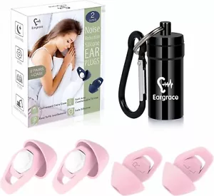 Pink Noise 29 dB Reduction Ear Plugs Sleep 2 Pairs Different Sizes With Case - Picture 1 of 4