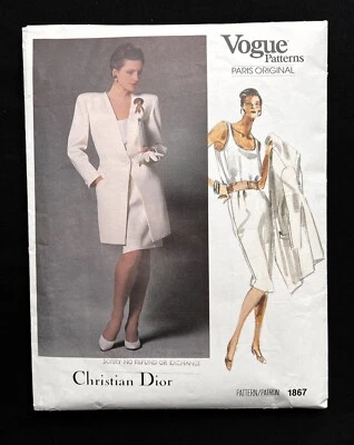 Vogue 1867 Misses Jacket, Top, Skirt by Christian Dior 1987 Pattern size 8 Uncut - Image 1 of 3