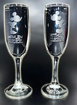 Etched Champagne Flutes (Set Of 2) For Weddings, Births, Events, Celebrations, • 27.08€