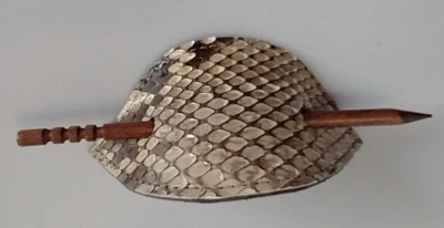 Genuine Python Snakeskin Hair Barrette with wood stick Pin - Image 1 of 3