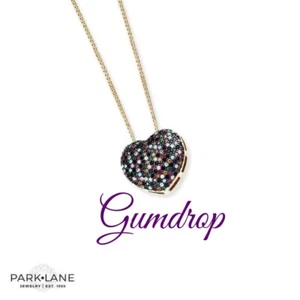 Retired Park Lane GUMDROP Gold Heart Pave CZ Necklace - Picture 1 of 4