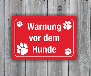 Dog Warning Sign, Red, 25 x 17 cm, Dog Warning Sign, Caution Dog - Picture 1 of 1