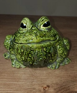 Large Vintage Mottled Glaze Frog Toad Lawn Garden Ceramic Sculpture Figure - Picture 1 of 11