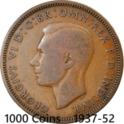 1000 Coins VF Great Britain Halfpenny King George VI VERY FINE 1937-1952 KM896 - Image 1 of 2