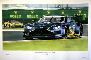 ASTON MARTIN VANTAGE GT3 CORAZÓN DE CARRERAS DAYTONA 24 2013 NUEVA PINTURA IMPRESIÓN ARTE - Imagen 1 de 2