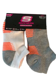 Skechers Girls Shoe Sock 7 -8.5 6 Pair low Cut - Picture 1 of 3