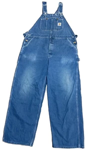 Vintage 80s Carhartt Distressed Worn Denim Bib Overalls USA Union Made Work - Bild 1 von 9