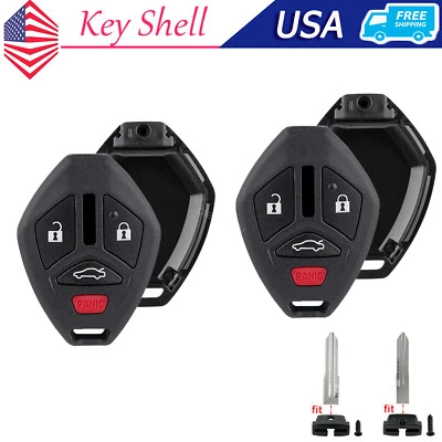 2 Replacement For 2008-2017 Mitsubishi Lancer 4B Remote Head Key Fob Case Shell - Image 1 of 4