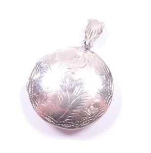 Rund Foto Medaillon Anhänger 925 Sterlingsilber geätzt gemustert 7,9 g - Bild 1 von 8