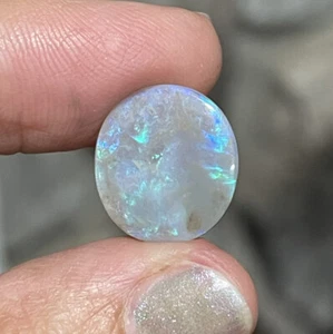 6.25 Ct 16x14.6x3.5mm Solid Blue Green Australian Mintabie Black Opal Cabochon - Picture 1 of 12