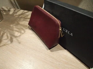 furla leather purse Burgundy with a Gold Zipper - Picture 1 of 4