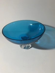 Ciotola caramelle vintage Bo Borgstrom Asseda Svezia blu e trasparente arte pedastallo - Foto 1 di 7