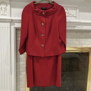 Escada Vestito Giacca Tuta, Taglia 46 (USA 16) Rosso Professionale Outfit Molto Speciale - Foto 1 di 22