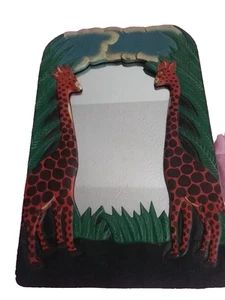 Pier I Giraffe Safari Mirror Children's Room Painted Wood  18"x11" Nursery Baby - Picture 1 of 6