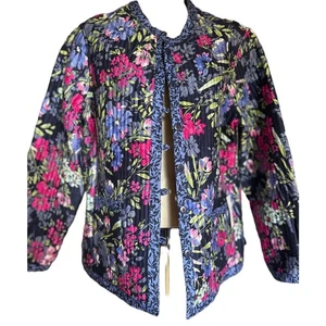 Appleseeds Reversible Blue & Pink Floral Womens Quilted Jacket Sz PL Cottagecore - Picture 1 of 6