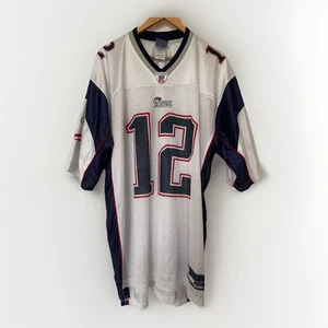 New England Patriots Jersey XXL White Shirt NFL Reebok Tom Brady 12 2005 2006 - Picture 1 of 10