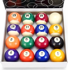 Billiard Ball Set 2-1/4" Regulation Size 16 Balls with Numbers Multicolor - Picture 1 of 7