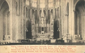 Cathedral of the Immaculate Conception Interior Denver Colorado 1912 Postcard - Picture 1 of 2