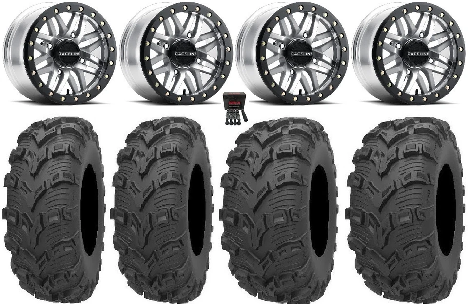Raceline Ryno Bdlk 14" Mh Wheels 26" Bear Claw EVO Tires Polaris RZR TS / RS1 - Image 1 of 4