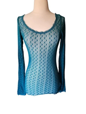 Top de encaje Free People Y2K para mujer S verde punto suizo hada grunge bohemio vintage  Foto 1 de 4