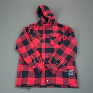 Ecko Unltd Men's Large Red Black Plaid Flannel Sherpa Jacket Shacket Mrsp $88 - Picture 1 of 9