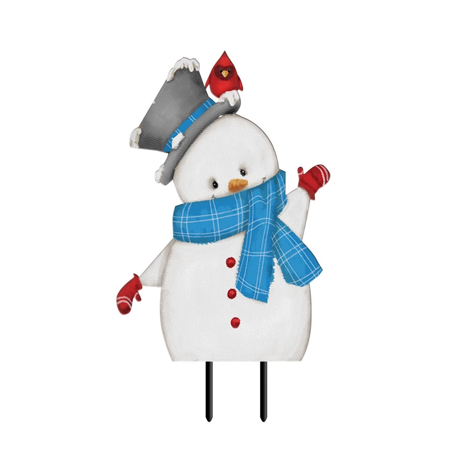 Briarwood Lane Jolly Winter Snowman Metal Yard Art - Image 1 of 2
