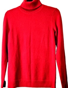 Talbots maglione puro cashmere donna piccolo rosso girocollo LS pullover MORBIDO! - Foto 1 di 10
